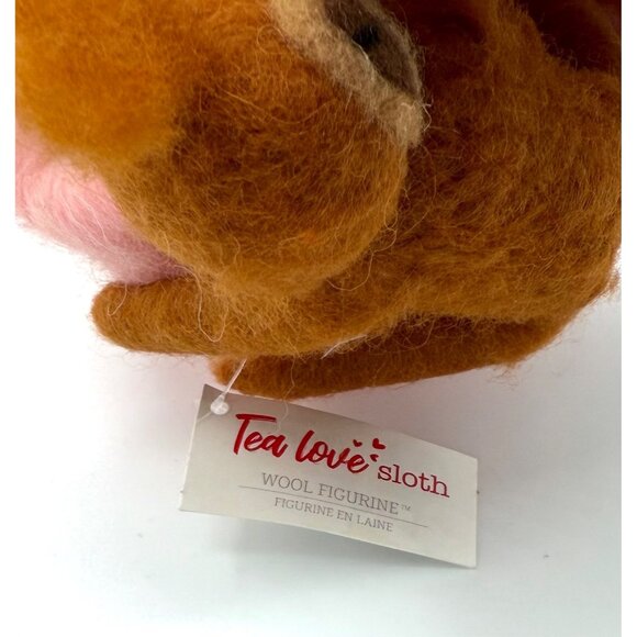 NWT Needle Felt Wool Sloth Figure Tea Love Heart Mug Cute Handmade Valentine Gif - Picture 4 of 6